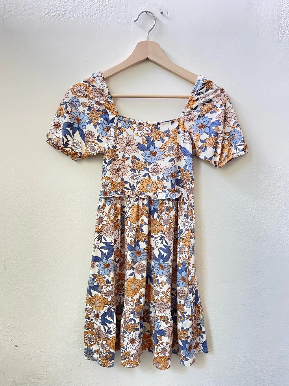 Btween Girls Floral Tiered Dress Size 10 Flutter Sleeve Casual Summer